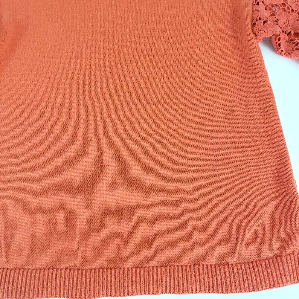 Soft Surroundings SIZE M Desiree Floral Eyelet Crochet Lace Orange Sweater Top - Picture 5 of 13